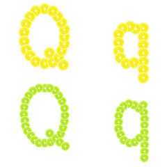 Letters stacked slices of lemon and lime to create inscriptions