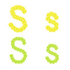 Letters stacked slices of lemon and lime to create inscriptions