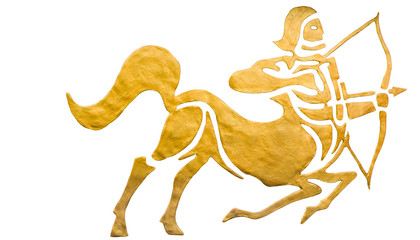 Sagittarius sign of horoscope isolated on white