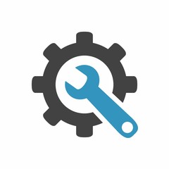 Service icon. Gear and wrench