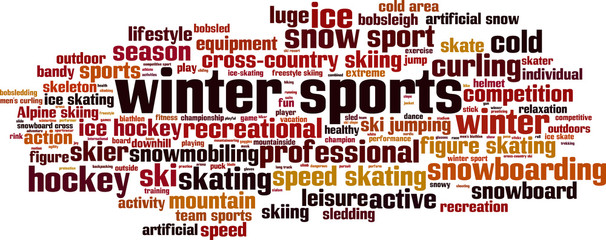 Winter sports word cloud concept. Vector illustration