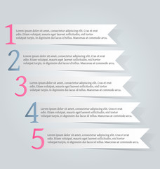 Business infographics tabs template for presentation, education, web design, banner, brochure, flyer. Pink and grey colors. Vector illustration.