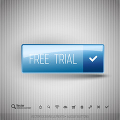 Modern button with FREE TRIAL icons set.