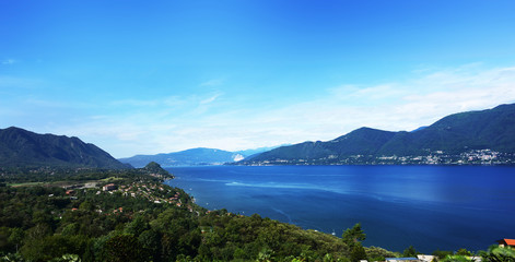 Fototapeta na wymiar Lago Maggiore at Luino facing south - ITALY