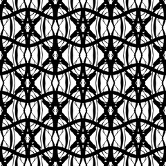 Black and White seamless pattern.  
Hand drawn, seamlessly repeating ornamental wallpaper or textile pattern.
