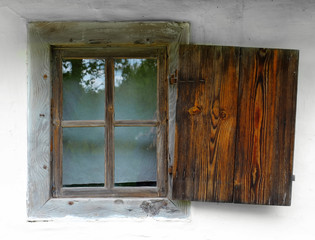White wall with old window