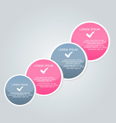 Fototapeta premium Business infographics tabs template for presentation, education, web design, banner, brochure, flyer. Pink and grey colors. Vector illustration.