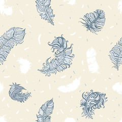 Feathers. Seamless pattern