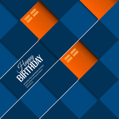 Abstract birthday card orange balloons on blue background.