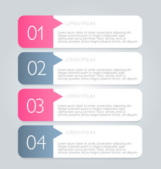 Business infographics tabs template for presentation, education, web design, banner, brochure, flyer. Pink and grey colors. Vector illustration.