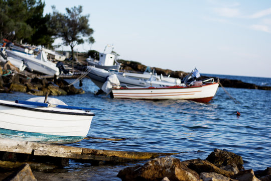 Fishing baots in small marine
