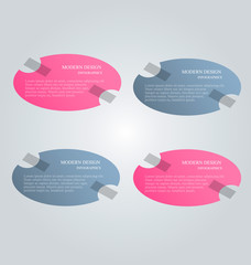 Business infographics tabs template for presentation, education, web design, banner, brochure, flyer. Pink and grey colors. Vector illustration.