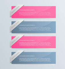 Business infographics tabs template for presentation, education, web design, banner, brochure, flyer. Pink and grey colors. Vector illustration.
