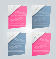 Business infographics tabs template for presentation, education, web design, banner, brochure, flyer. Pink and grey colors. Vector illustration.