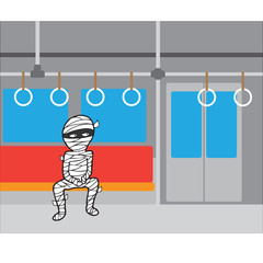 Fototapeta premium Halloween mummy in subway