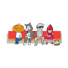 Halloween people sitting isolated