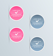 Business infographics tabs template for presentation, education, web design, banner, brochure, flyer. Pink and grey colors. Vector illustration.