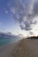 Sunset on the Caribbean beach.