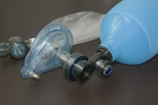  a resuscitation bag on a black background