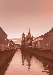 Griboyedov canal in St. Petersburg, fresco