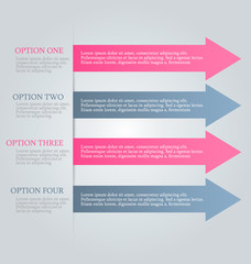 Business infographics tabs template for presentation, education, web design, banner, brochure, flyer. Pink and grey colors. Vector illustration.