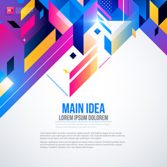 Text background with abstract geometric element and glowing lights. Corporate futuristic design, useful for presentations, advertising and web layouts. EPS10 vector template.