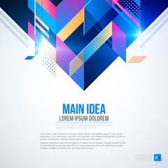 Text background with abstract geometric element and glowing lights. Corporate futuristic design, useful for presentations, advertising and web layouts. EPS10 vector template.