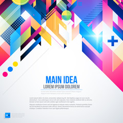 Text background with abstract geometric element and glowing lights. Corporate futuristic design, useful for presentations, advertising and web layouts. EPS10 vector template. - 87826798