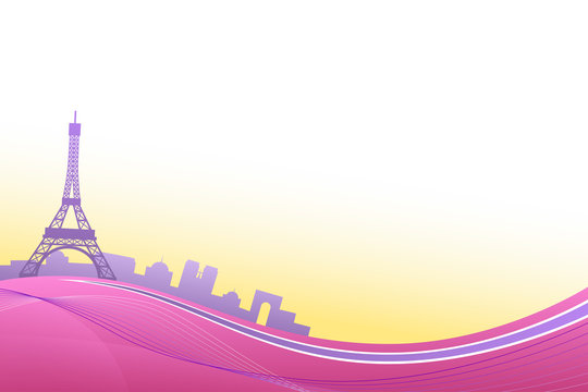 Abstract background pink violet Paris Eiffel tower travel frame illustration vector