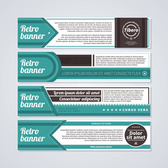 Set of 4 horizontal retro banners. Useful for web design and advertising.