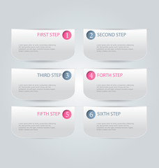 Business infographics tabs template for presentation, education, web design, banner, brochure, flyer. Pink and grey colors. Vector illustration.