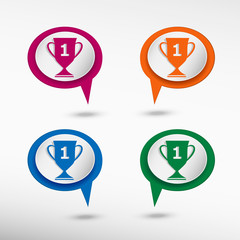 Champions Cup symbol on colorful chat speech bubbles 