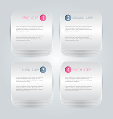 Business infographics tabs template for presentation, education, web design, banner, brochure, flyer. Pink and grey colors. Vector illustration.