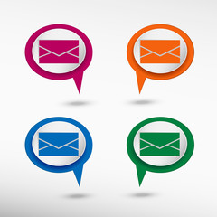 Vector message Icon on colorful chat speech bubbles