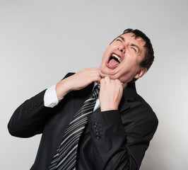 businessman choking