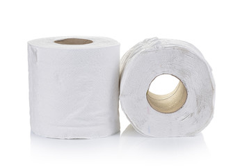 toilet paper on white background