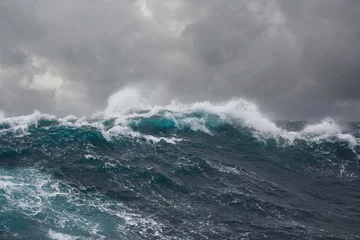 Foto op Aluminium zeegolf tijdens storm in de Atlantische Oceaan © andrej pol