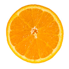 Orange fruit cross section isolated on white background, with clipping path