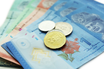 Money banknotes and coins, closeup