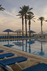 Sunset in Empty swimming pool