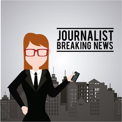 Journalist illustration over color background