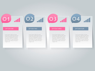 Business infographics tabs template for presentation, education, web design, banner, brochure, flyer. Pink and grey colors. Vector illustration.