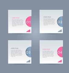 Business infographics tabs template for presentation, education, web design, banner, brochure, flyer. Pink and grey colors. Vector illustration.