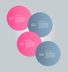 Business infographics tabs template for presentation, education, web design, banner, brochure, flyer. Pink and grey colors. Vector illustration.