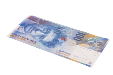 Swiss Franc note, isolated