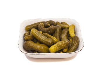 Pickled cucumbers on a plate