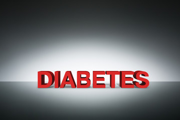 Diabetes, roter 3D Schriftzug