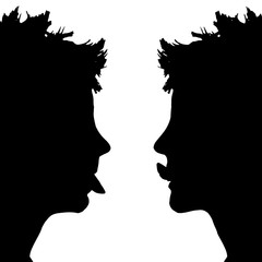 Vector silhouette profile of a woman's face.