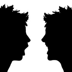 Vector silhouette profile of a woman's face.