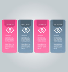 Business infographics tabs template for presentation, education, web design, banner, brochure, flyer. Pink and grey colors. Vector illustration.